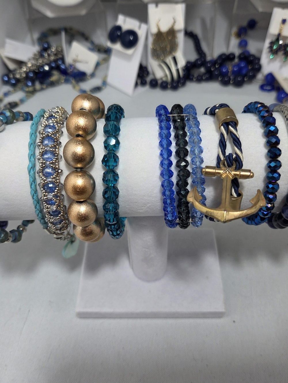 HUGE 30+ Costume Jewelry Lot LOFT Blue Nautical Navy Coastal Necklaces Earrings - Picture 6 of 12